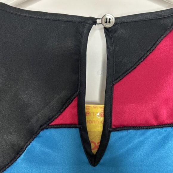 OSCAR DE LA RENTA Top Womens Medium Color Block Vintage Tunic Blouse - Picture 3 of 12